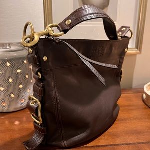 Vintage brown Coach with brass